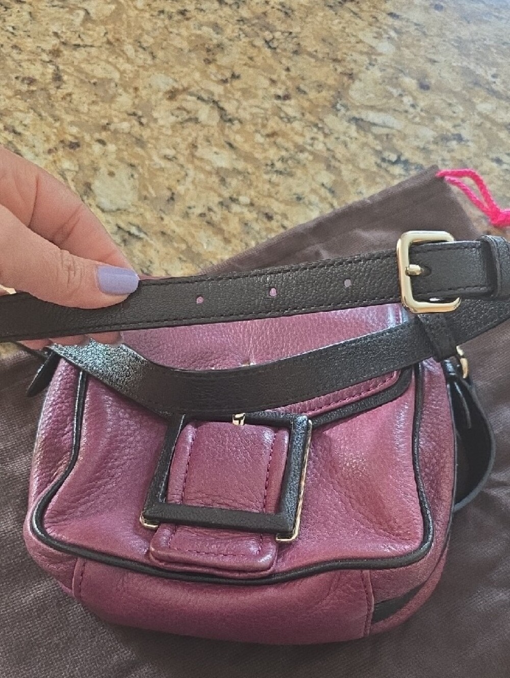 kate spade Plum/Pink Leather Crossbody with Contrast Trim Dustbag Included. - Picture 8 of 9